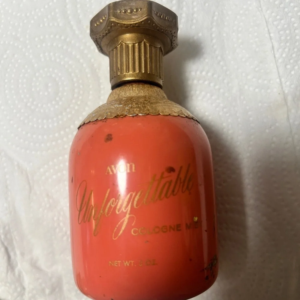 Vintage Avon Unforgettable Cologne - Coral and Gold Elegance bottle-empty